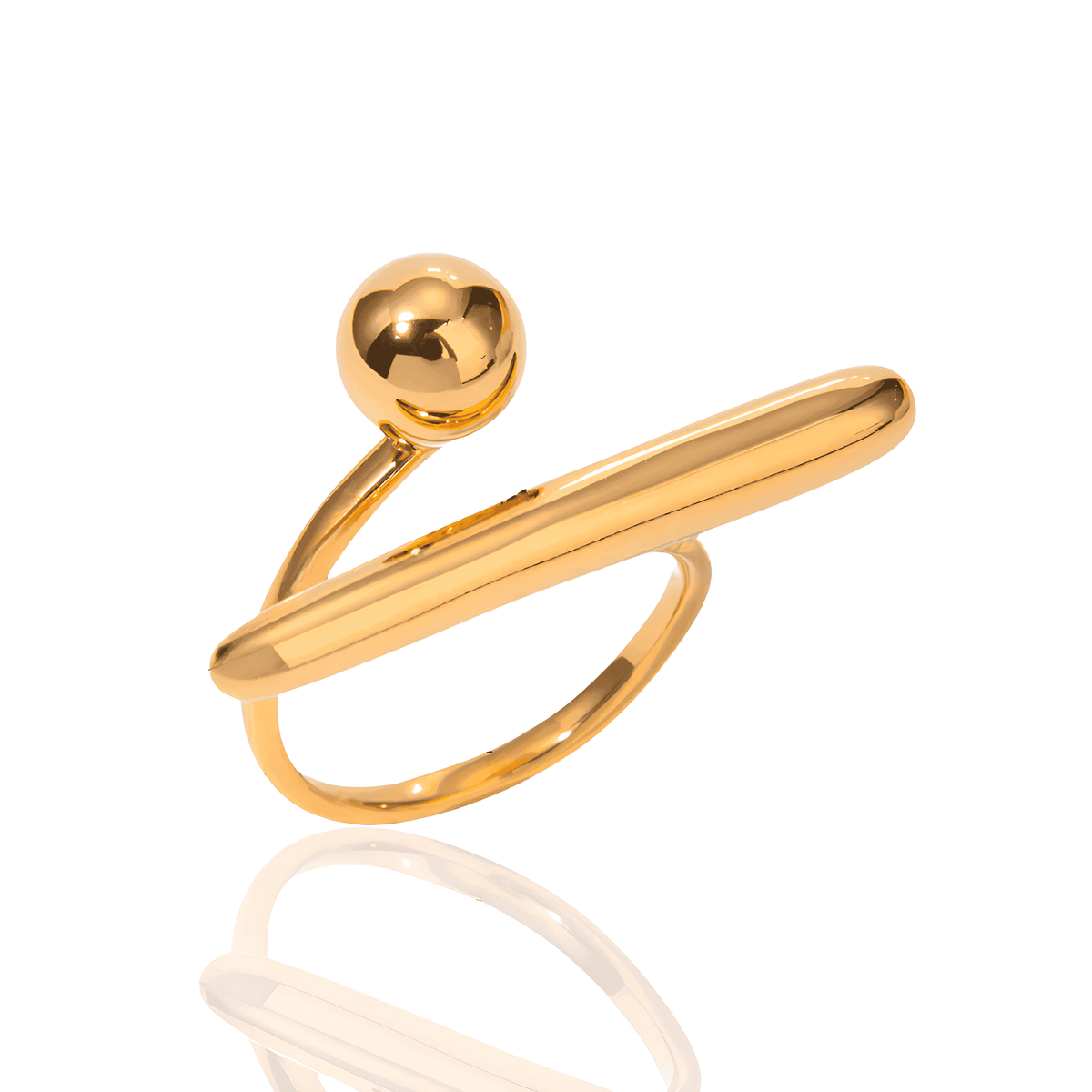 Anel Dourado Minimalista Geométrico Banhado em Ouro 18k - Ravelle Luxe