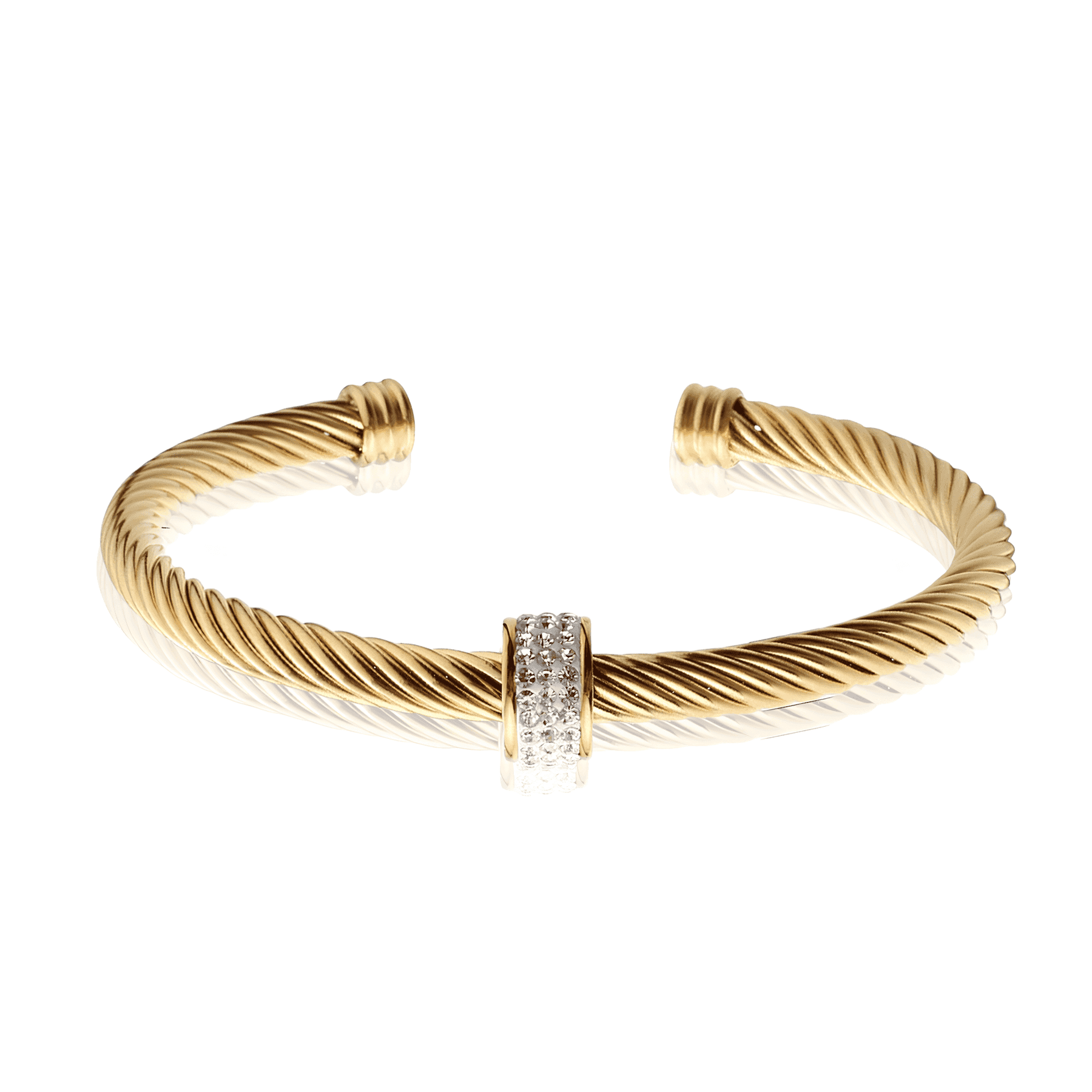 Bracelete Dourado de Cabo com Anel em Aço Inoxidável - Ravelle Luxe