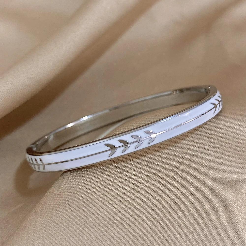 Bracelete Folhas e Trigo Banhado em Prata - Ravelle Luxe