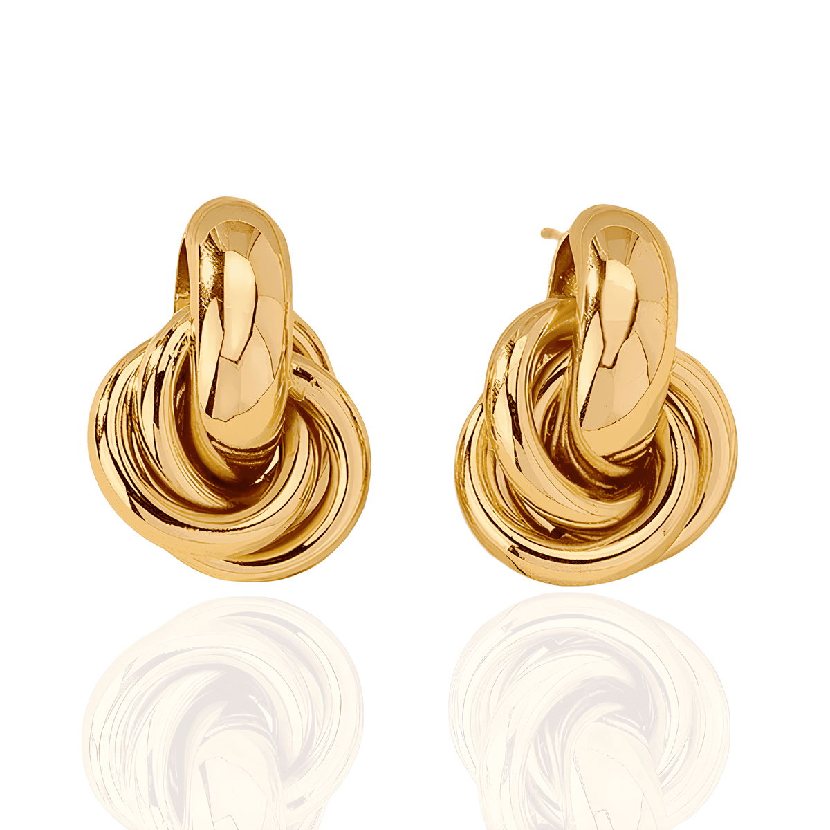 Brinco Dourado Argola com Nó Geométrico Banhado em Ouro - Ravelle Luxe