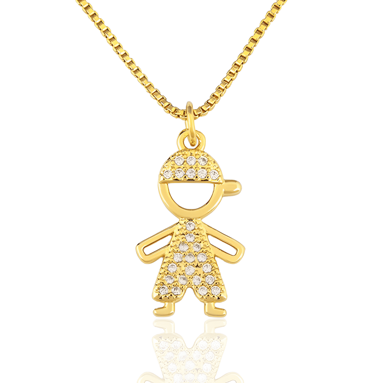Colar Dourado Mãe Eterna com Pingente de Menino Banhado em Ouro - Ravelle Luxe