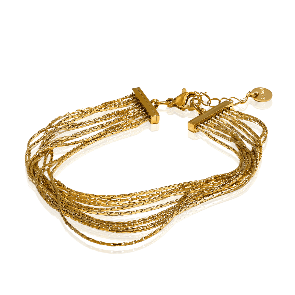 Pulseira Dourada Geométrica Multicamadas Banhada a Ouro - Ravelle Luxe