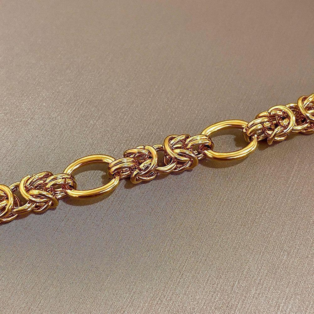 Pulseira Dourada de Elos Médios Banhado em Ouro - Ravelle Luxe