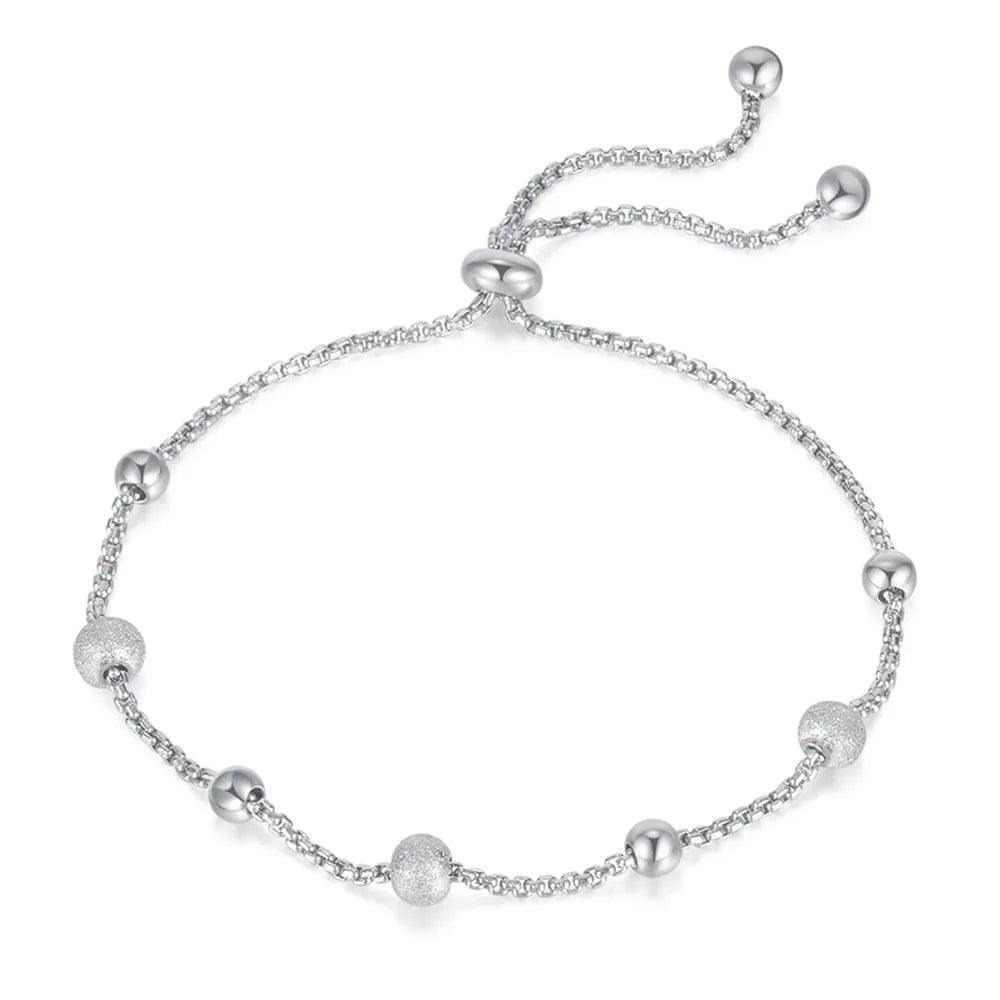 Pulseira Encanto Prateado com Esferas Foscas em Prata Esterlina 925 - Ravelle Luxe