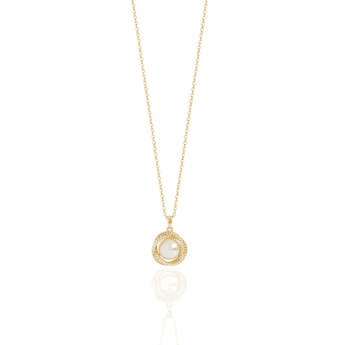 Colar Dourado Luxuoso com Pérola e Corrente em Aço Inoxidável com Zircônia - Ravelle Luxe