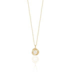 Colar Dourado Luxuoso com Pérola e Corrente em Aço Inoxidável com Zircônia - Ravelle Luxe