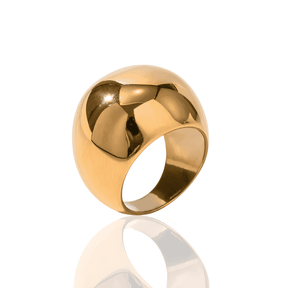Anel Dourado Dome Chunky em Aço Inoxidável - Ravelle Luxe
