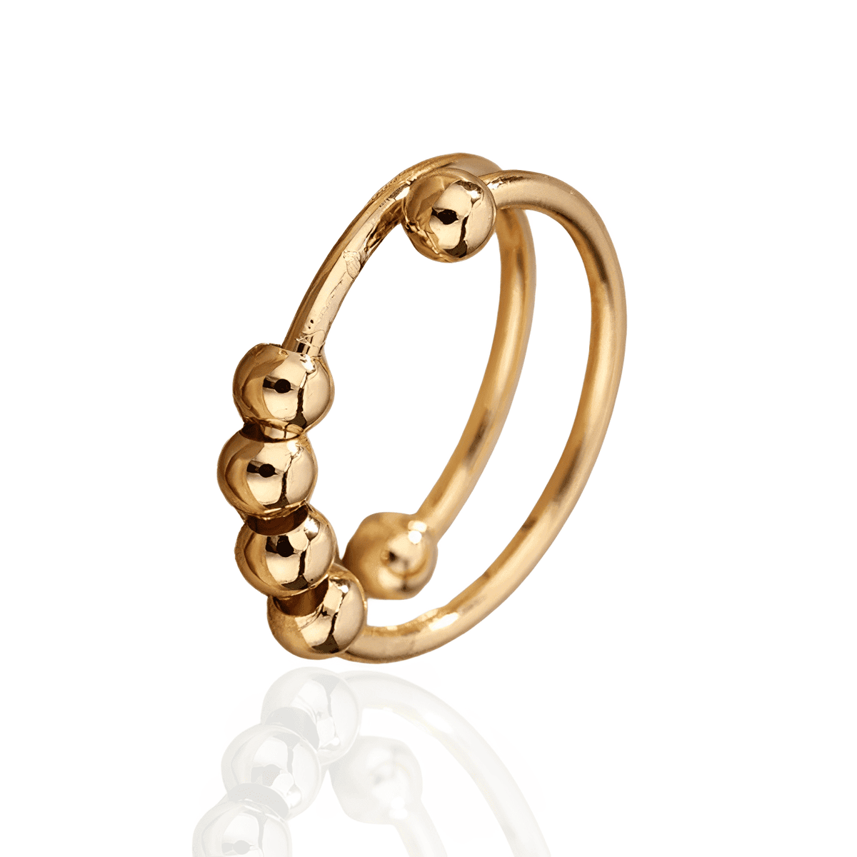 Anel Dourado Fidget Ajustável com Esferas Rotativas Banhado em Ouro 18K - Ravelle Luxe