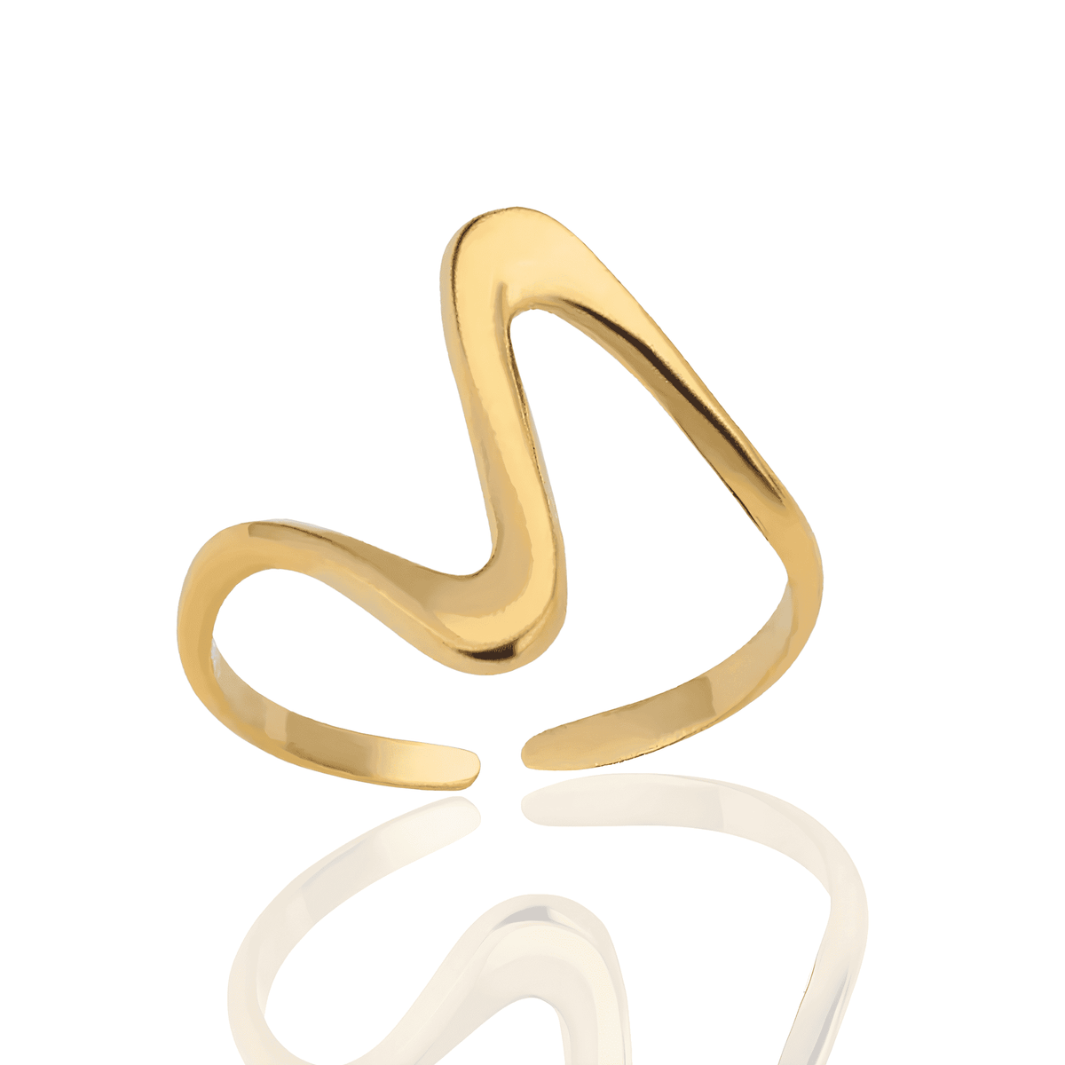 Anel Dourado Geométrico Vintage com Onda em Aço Inoxidável - Ravelle Luxe