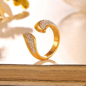 Anel Dourado Rabo de Sereia Banhado em Ouro 18k - Ravelle Luxe