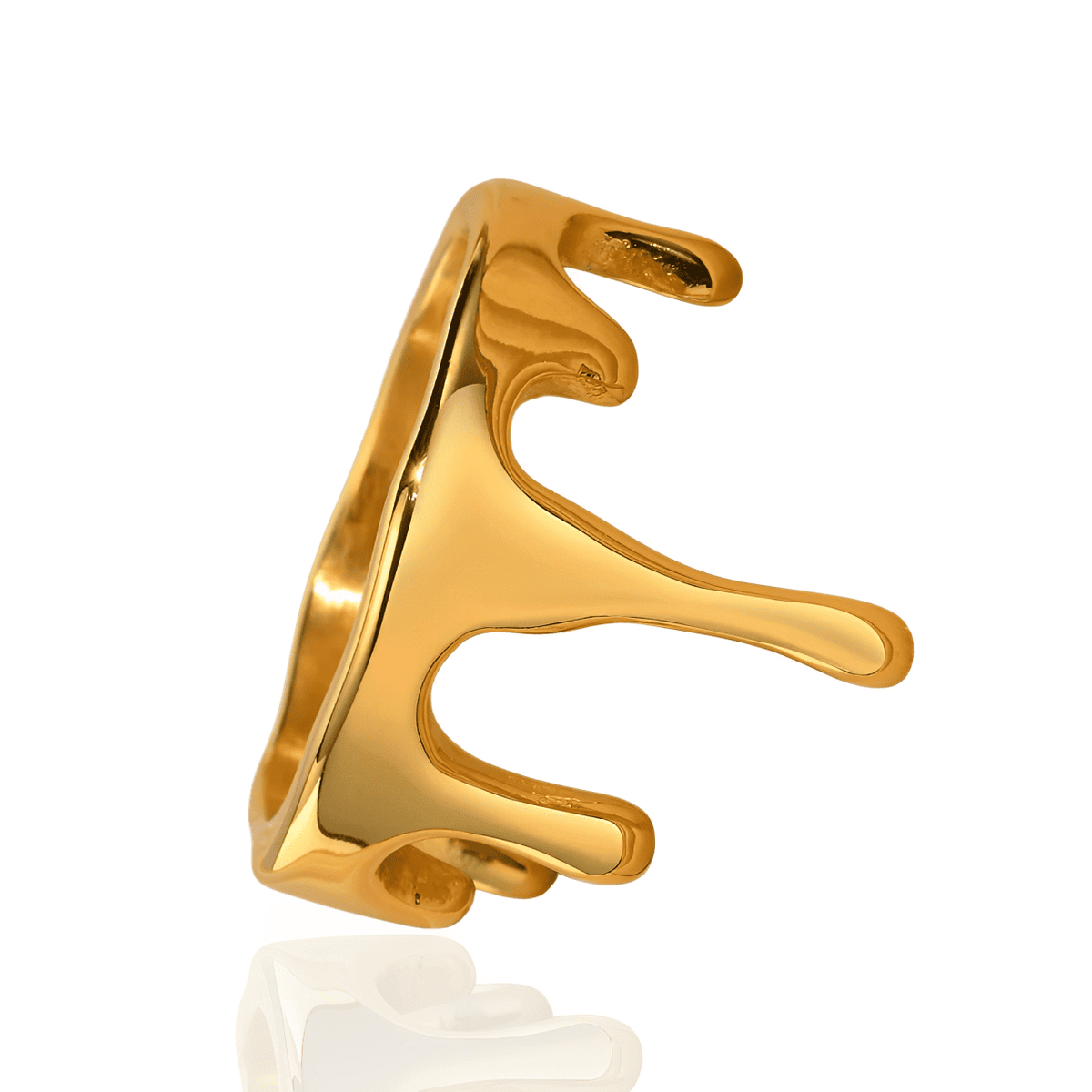 Anel Dourado Tinta Fresca Geométrico Banhado em Ouro 18K - Ravelle Luxe