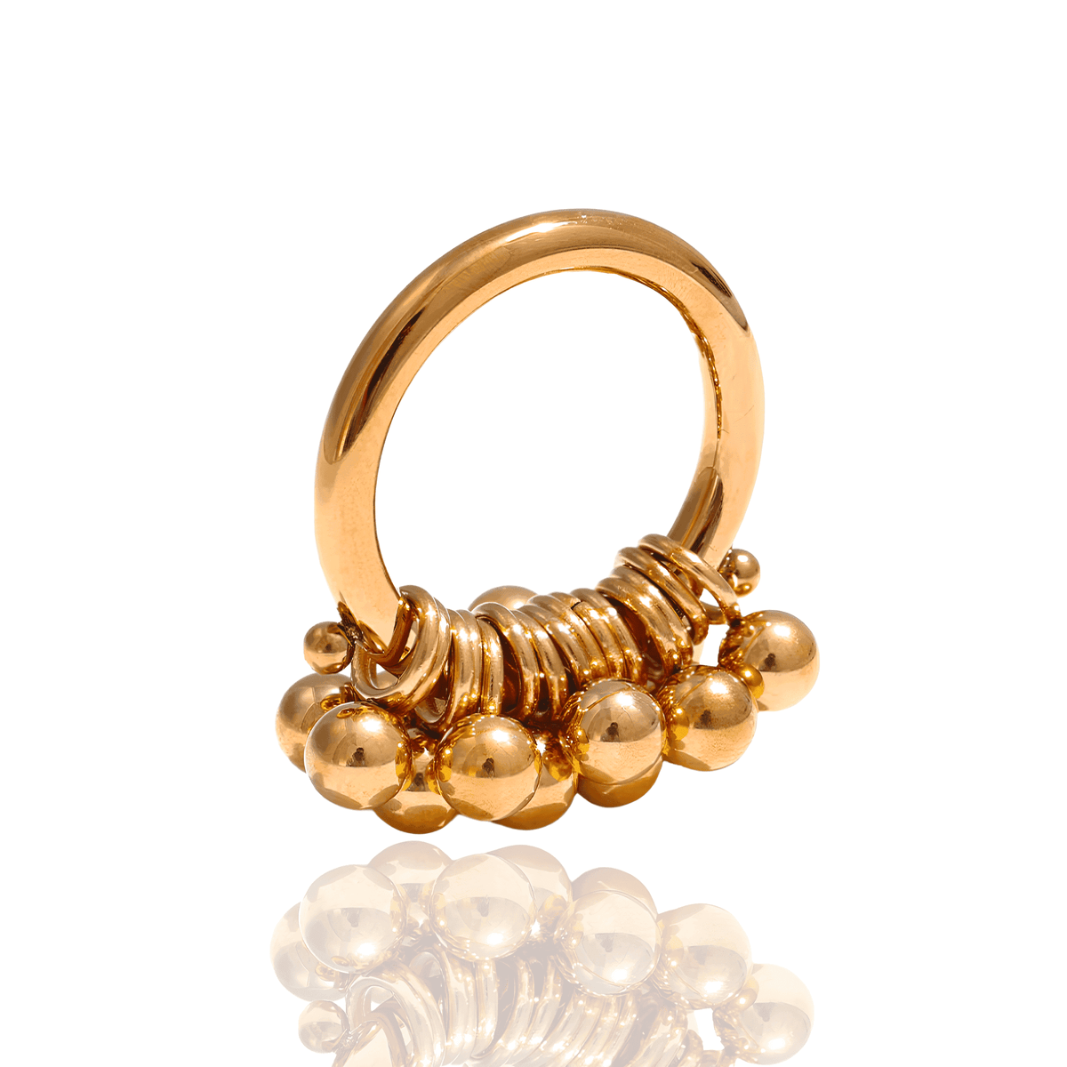 Anel Dourado com Bolinhas Geométricas em Aço Inoxidável - Ravelle Luxe