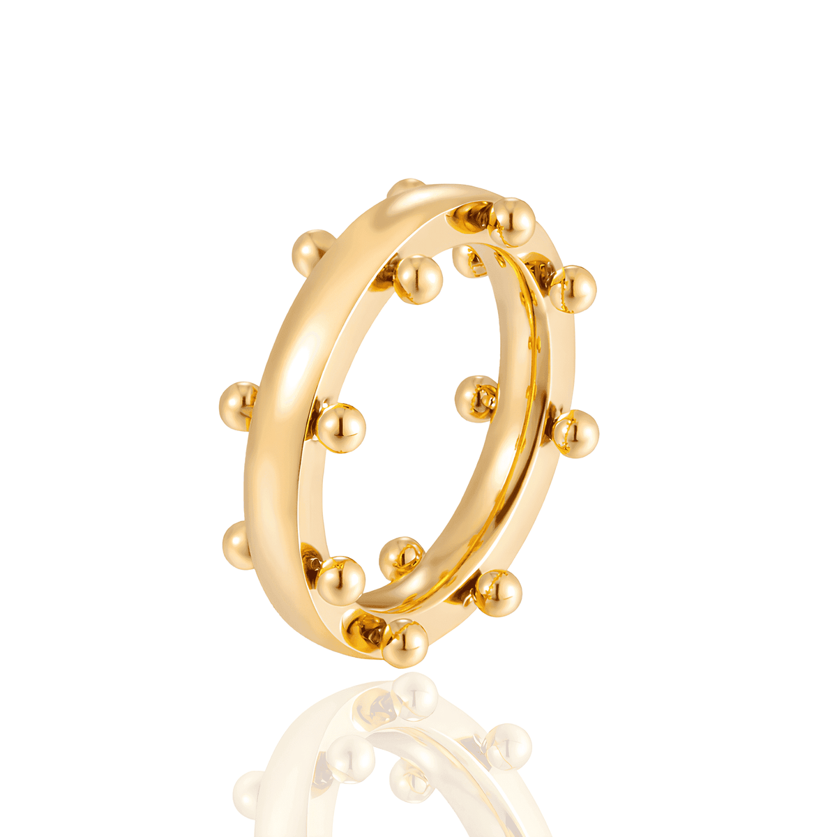 Anel Dourado de Bolinhas Elegante em Aço Inoxidável - Ravelle Luxe