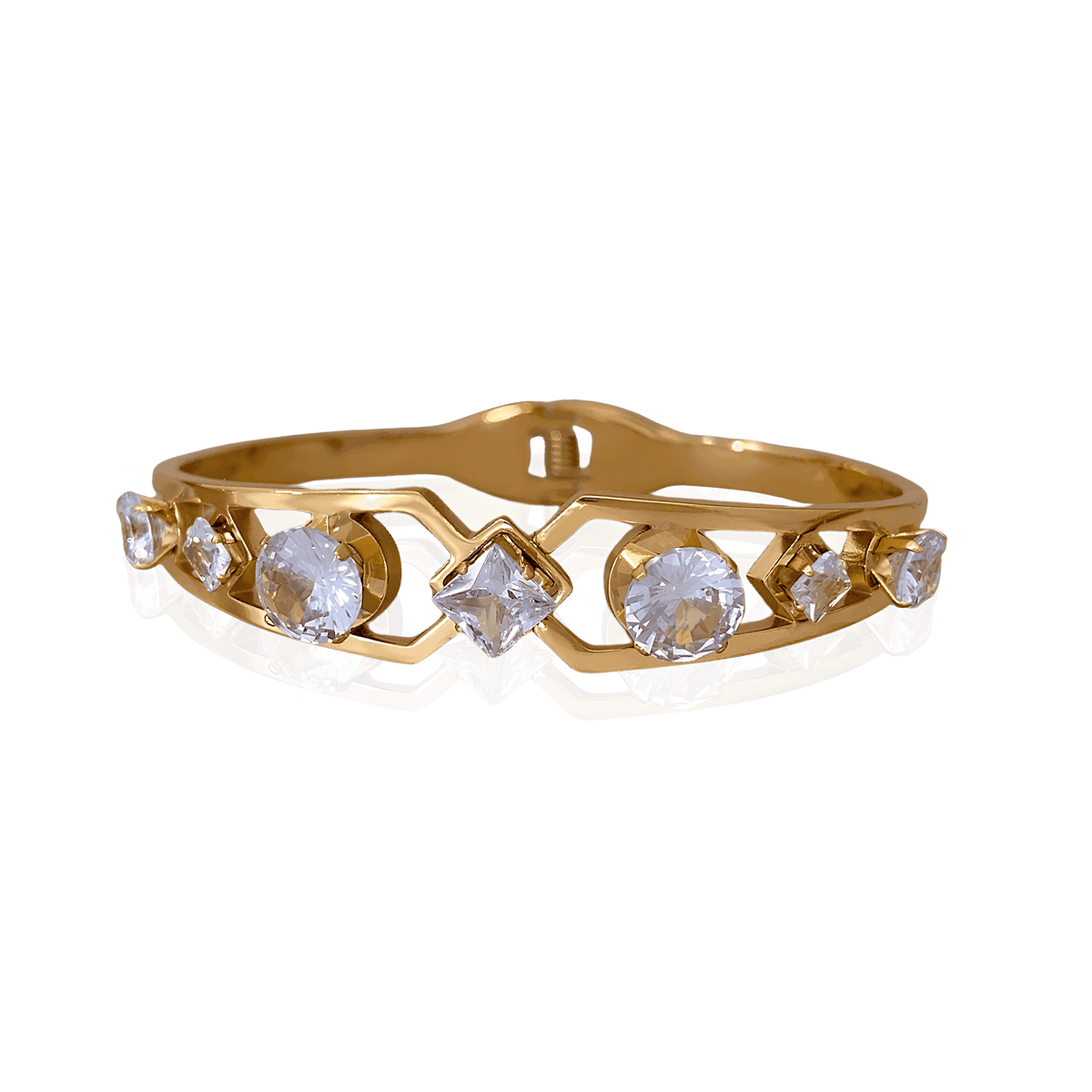 Bracelete Dourado Cuff Geométrico Banhado em Ouro - Ravelle Luxe