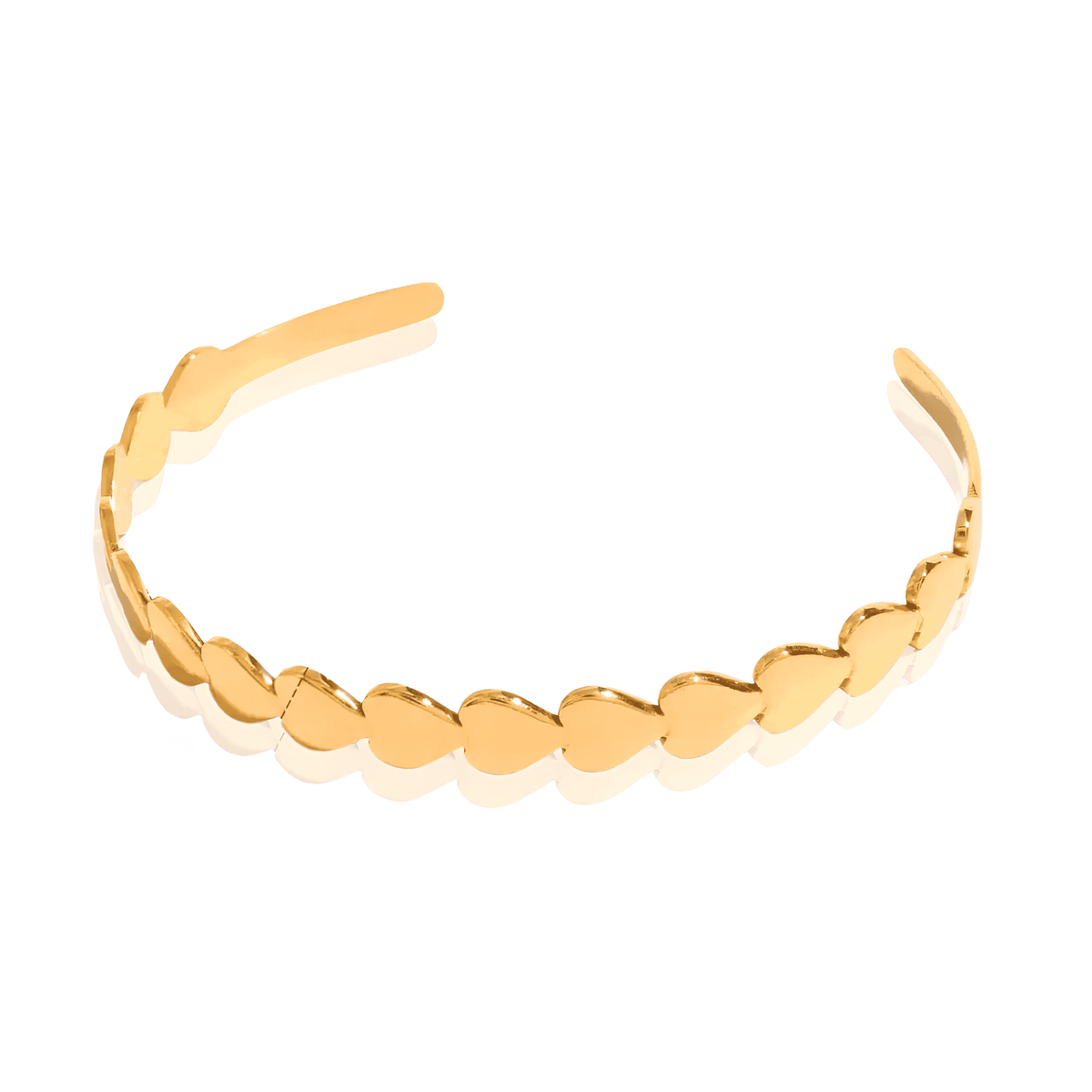 Bracelete Dourado Cuff com Coração Love Banhado em Ouro 18K - Ravelle Luxe
