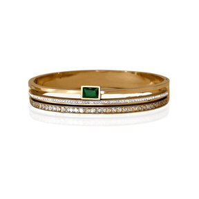 Bracelete Dourado Esmeralda Geométrica Banhado em Ouro - Ravelle Luxe