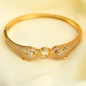 Bracelete Dourado Leopardo com Zircônia Banhado em Ouro 18K - Ravelle Luxe