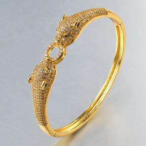 Bracelete Dourado Leopardo com Zircônia Banhado em Ouro 18K - Ravelle Luxe