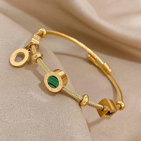 Bracelete Dourado Romano com Formas  Banhado em Ouro - Ravelle Luxe