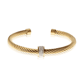 Bracelete Dourado de Cabo com Anel em Aço Inoxidável - Ravelle Luxe