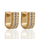 Brinco Dourado Argola Formato U com Zircônia Cúbica Banhado a Ouro 18K - Ravelle Luxe