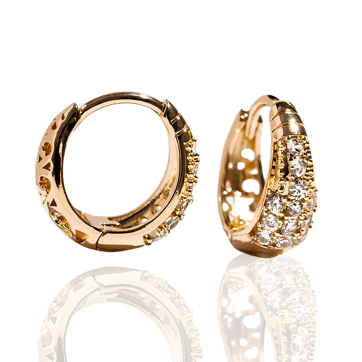 Brinco Dourado Argola Gota D'Água de Zircônia Cúbica em Aço Inoxidável - Ravelle Luxe