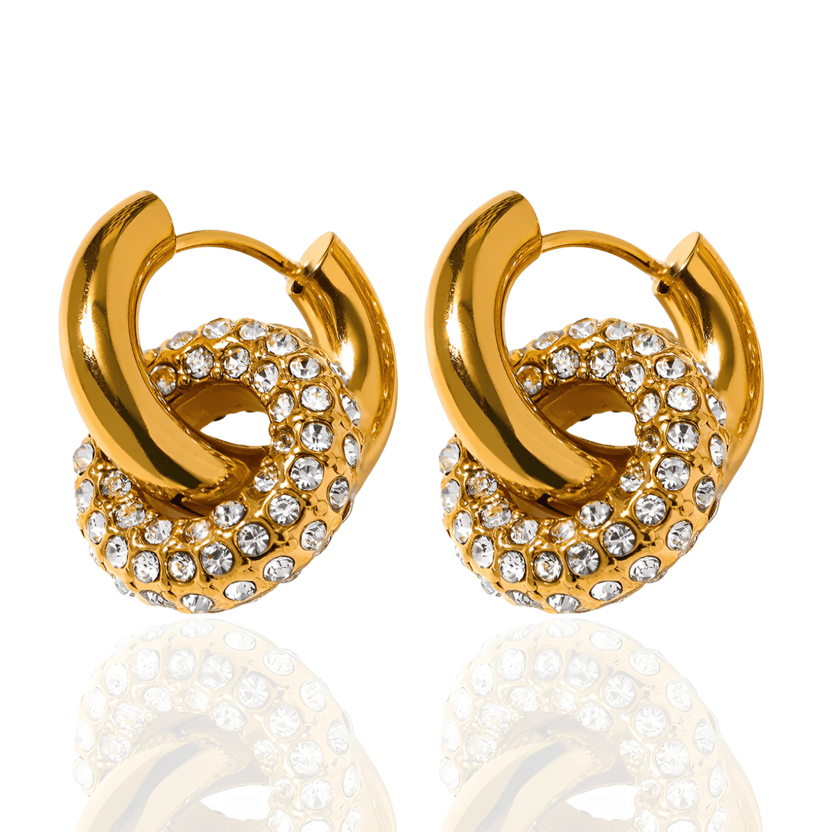 Brinco Dourado Argola Huggie com Zircônia Cúbica Banhado em Ouro - Ravelle Luxe