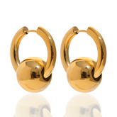 Brinco Dourado Argola com Esfera Texturizada Banhado a Ouro 18K - Ravelle Luxe