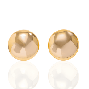 Brinco Dourado Cicular Oval Banhado em Ouro 18k - Ravelle Luxe