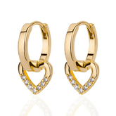 Brinco Dourado Coração Vazado com Zircônia Banhado em Ouro - Ravelle Luxe