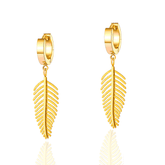 Brinco Dourado Folhas em Argola Banhado em Ouro 18K - Ravelle Luxe
