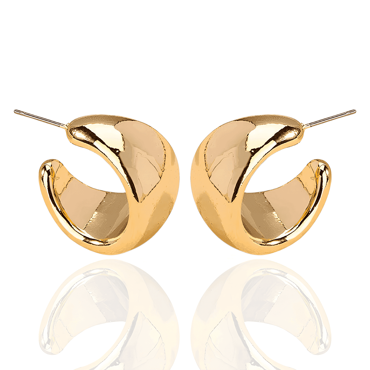 Brinco Dourado Geométrico em Argola em Aço inoxidável - Ravelle Luxe