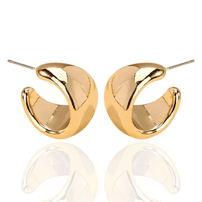 Brinco Dourado Geométrico em Argola em Aço inoxidável - Ravelle Luxe