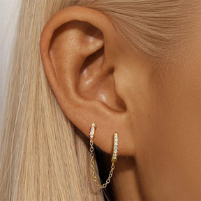 Brinco Dourado Tassel com Zircônia em Prata Esterlina 925 Banhado em Ouro 18k - Ravelle Luxe