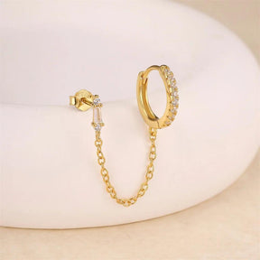 Brinco Dourado Tassel com Zircônia em Prata Esterlina 925 Banhado em Ouro 18k - Ravelle Luxe