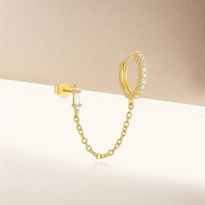 Brinco Dourado Tassel com Zircônia em Prata Esterlina 925 Banhado em Ouro 18k - Ravelle Luxe