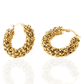 Brinco Dourado de Argola com Miçangas em Aço Inoxidável e Zircônia - Ravelle Luxe