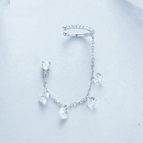 Brinco Mono de Estrela com Cadeia de Zircônia em Prata Esterlina 925 - Ravelle Luxe
