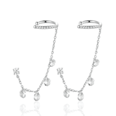 Brinco Mono de Estrela com Cadeia de Zircônia em Prata Esterlina 925 - Ravelle Luxe