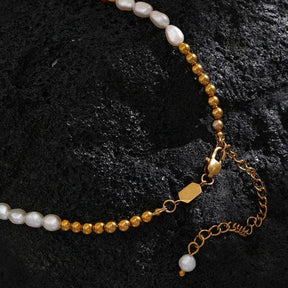 Colar Boêmio Colorido de Pérolas de Água Doce Banhado em Ouro - Ravelle Luxe