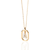 Colar Dourado Corrente Box com Pingente de Letras Iniciais em Prata Esterlina 925 - Ravelle Luxe