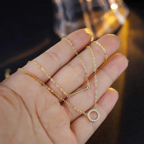 Colar Dourado Duplo Luxuoso e Moderno em Prata Esterlina 925 Banhado em Ouro 14K - Ravelle Luxe