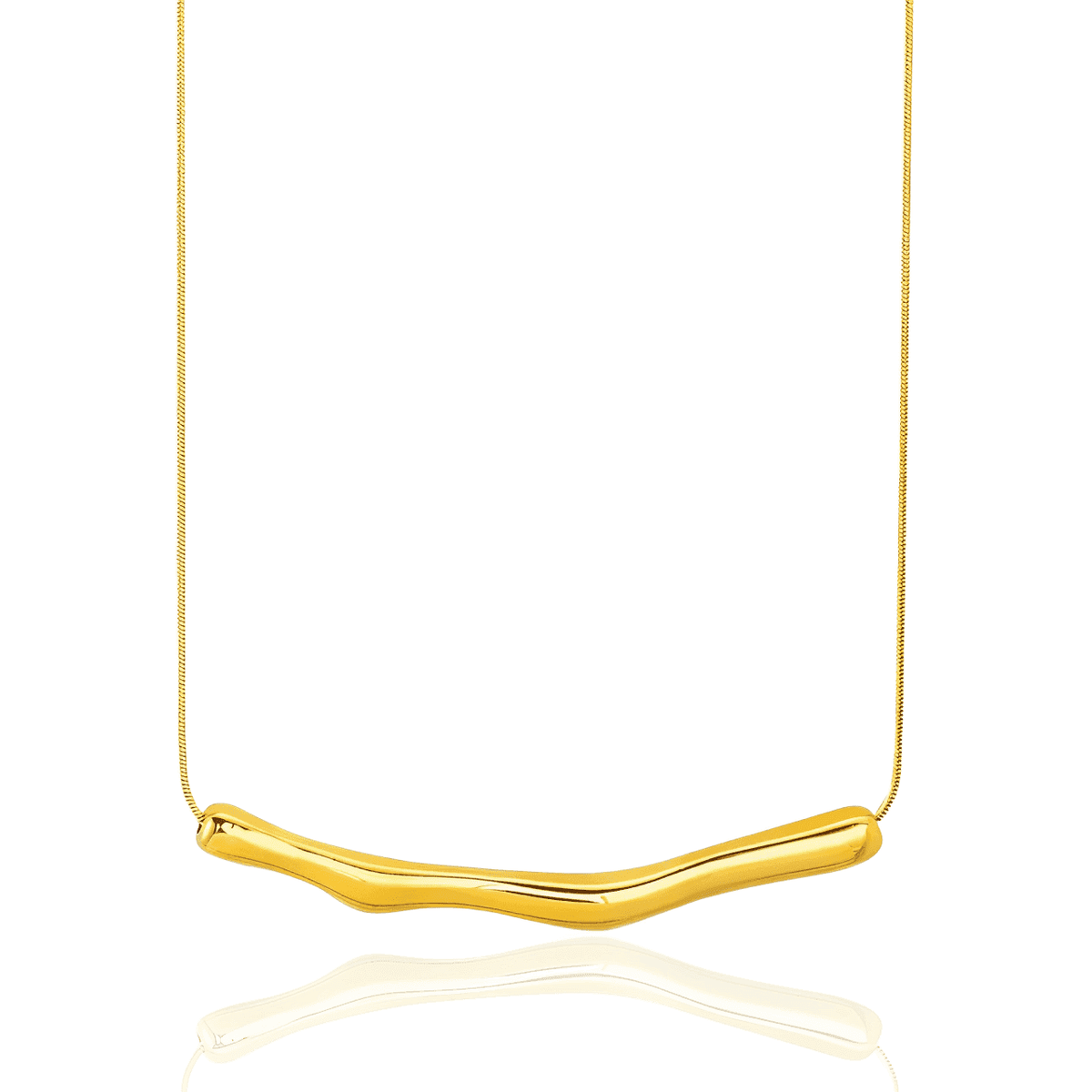 Colar Dourado Geométrico Ondas Suaves em Aço Inoxidável - Ravelle Luxe
