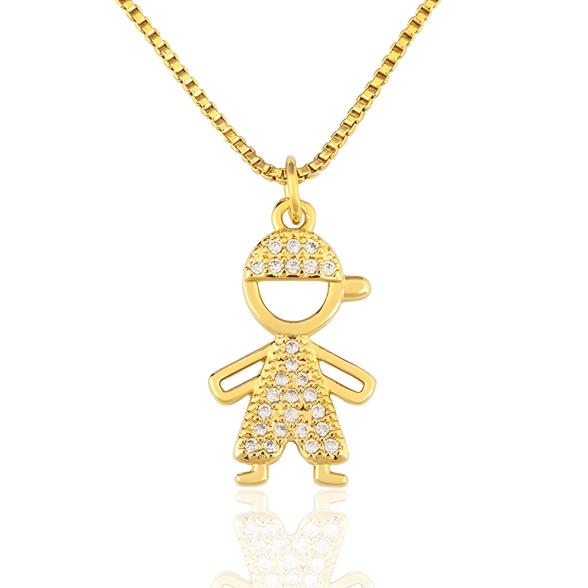 Colar Dourado Mãe Eterna com Pingente de Menino Banhado em Ouro - Ravelle Luxe