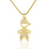 Colar Dourado Mãe Eterna com Pingente de Menino Banhado em Ouro - Ravelle Luxe