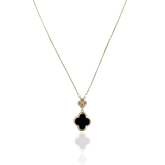 Colar Dourado Trevo Negro em Zircônia Banhado em Ouro - Ravelle Luxe