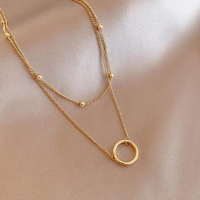 Colar Dourado com Pingente de Anel em Aço Inoxidável - Ravelle Luxe