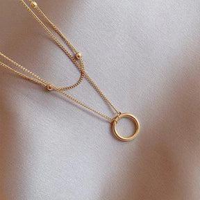 Colar Dourado com Pingente de Anel em Aço Inoxidável - Ravelle Luxe