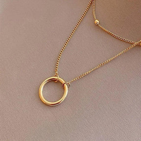 Colar Dourado com Pingente de Anel em Aço Inoxidável - Ravelle Luxe