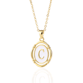 Colar Dourado com Pingente de Espelho com Letras Iniciais em Prata Esterlina 925 - Ravelle Luxe